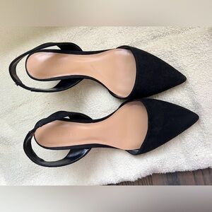 Expressions | Black suede pointed toe suede heels | Size 7